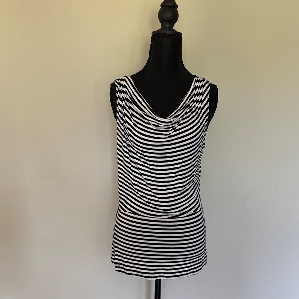 Black and White Striped Women's Top